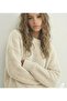 Ecru Crew Neck Oversized Women's Knitwear Knitted Sweater - 3