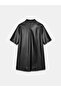 90934 Faux Leather Mini Shirt Dress - 6