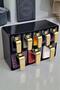 Eight-Piece Spice Rack Set with Gold Handles and Black Lid