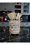 Kitchen Set 103 Spice Jar Breakfast Paper Towel Holder Spoon Rest Ceramic Pattern Gold - 4
