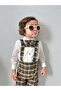 White Shirt Plaid Salopet Shirt Bow Tie 3-Piece Set Cool Set - 3