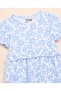 Floral Print A-Line Dress with Crew Neck and Puff Sleeves - 3