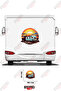Camper Trailer Parked in a Forest and Sunset Landscape Visual Camper Sticker Decal
