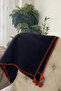 Tasseled Shepherd Stitched Single Black Fleece Blanket |   150X180 cm - 2