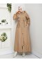 Full Length Fur Lined Elastic Waist K Hooded Coat Mde1405002 - 4