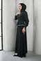 Black Stone Detailed Design Evening Dress - 3