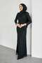 Black Gathered Front Lace Evening Dress - 2