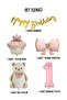 Pink Teddy Bear Themed 1St Birthday Foil Balloon Set Party Decoration - 2