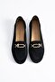Drenste Arma Buckle Genuine Leather Women's Ballerinas Black Suede - 3