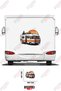 Camper Trailer with a View of the Sunset, Parked on the Ground, with a Visual of a Camper Trailer, Sticker Decoration
