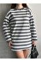 Women's Crew Neck Long Sleeve Striped Tunic - 3