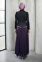 Purple Stone Detailed Design Evening Dress - 5