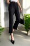 Women's High Waist Narrow Leg Pleated Belt Detailed Fabric Trousers - 3