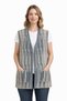 Women's Smoked Striped Pocketed V-Neck Plaid Knitwear Mother Vest