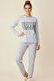 Luxury 100% Cotton Patterned Women's Pajama Set - Soft Textured Premium Comfortable Home Wear Set - 3
