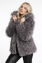 Women's ecru high neck trendy lined lambswool padded plush short coat 2283 - 3