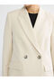 Beige Double-Breasted collar crepe women's blazer jacket - 3