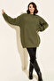 Self-Patterned Knitwear Tunic R4444 Khaki