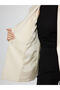 Beige Double-Breasted collar crepe women's blazer jacket - 4