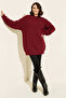 Self-Patterned Knitwear Tunic R4444 Red - 2