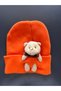 Children's Hat Stretchy Ribbed Beanie Plush Teddy Bear Detail Adult Boys Girls Unisex Bear Hat Beanie - 4