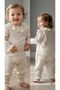 Bow Detailed Glittery Muslin Holiday Baby Girl Set Top and Pants Two-Piece Set 2006 - 2
