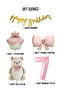 Pink Teddy Bear Themed 7Th Birthday Foil Balloon Set Party Decoration - 2