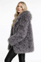 Women's ecru high neck trendy lined lambswool padded plush short coat 2283 - 2