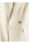Beige Double-Breasted collar crepe women's blazer jacket - 7