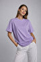 Women's Lilac 100% Cotton Oversized Basic T-Shirt – Comfortable Fit Relaxed Crew Neck T-Shirt - 6