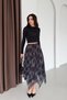 Black Plaid Asymmetrical Chiffon Skirt