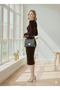 Women's Crew Neck Belted Corded Fabric Short Knitwear Dress (90 cm) - 2