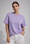 Women's Lilac 100% Cotton Oversized Basic T-Shirt – Comfortable Fit Relaxed Crew Neck T-Shirt - 4