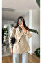 Beige Padded Waist Blazer Jacket - 251004 - 2