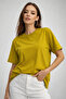 Women's Mustard 100% Cotton Oversized Basic T-Shirt – Relaxed Fit Crew Neck T-Shirt