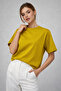 Women's Mustard 100% Cotton Oversized Basic T-Shirt – Relaxed Fit Crew Neck T-Shirt - 3