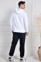 Mecit 2975 White 100% Cotton Hooded Sports Model Large Size Men's Pajamas Set - 7