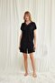 Women, Short Sleeve Lace V-Neck with Shorts, Black Pajama Set