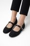 Black Tweed Fabric Mary Janes Ballet Flats Stylish Buckled Comfortable Sole Daily Shoes BYNDLCK01 - 2