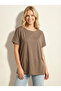 Women's Mink Casual Backless Detailed Oversized Tunic Tshirt Njram20 - 3