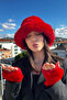 Women's Red 2-Piece Plush Bucket Hat Gloves |   Trend Premium Set - 4