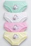 Girl's Cotton Panties, Pack of 4, Cute Patterned, Soft Waistband, Elastic, Breathable Fabric, Clear - 5