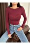 Burgundy Boat Neck Ultra Light Transparent Blouse - 4
