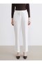 White Elastic Waist Carrot Cut Women's Trousers - 2