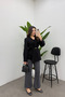 Women's Anthracite Ribbed Detailed Pocketed Scuba Pants - 4