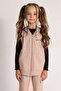 Kalp Printed Girl's Hooded Transitional Vest