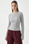 Women's Textured Knitted Blouse 980 - Gray