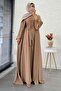 Double Abaya Set with Elastic Sleeves – Mink - 2