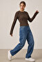 Women's Textured Knitted Blouse 980 - Brown - 5