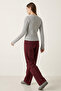 Women's Textured Knitted Blouse 980 - Gray - 6